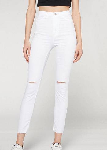 Calça Jeans Calzedonia High-Cintura Magro Feminino Branco | PT1589YU