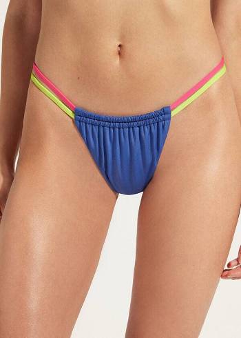 Calças De Biquíni Calzedonia Brazilian String Tokyo Eco Feminino Azuis | PT2848RW