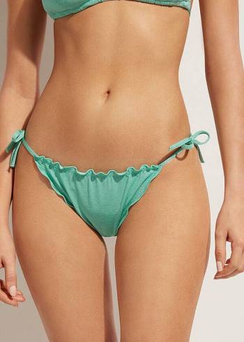 Calças De Biquíni Calzedonia Brazilian String Formentera Feminino Verdes | PT2858SO