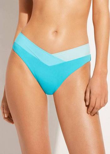 Calças De Biquíni Calzedonia Color Block Azzorre Feminino Turquesa Verdes | PT2821RW