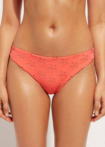 Calças De Biquíni Calzedonia Corfù Feminino Coral Laranja | PT2819YU