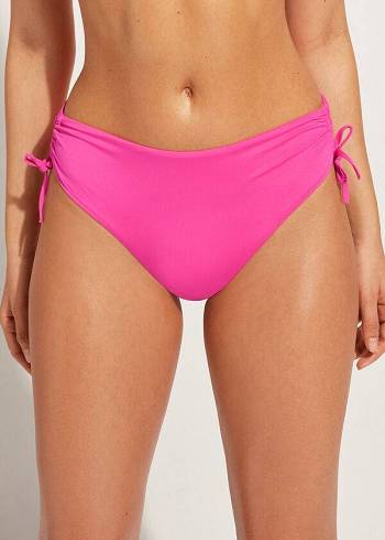 Calças De Biquíni Calzedonia High-Cintura Drawstring Indonesia Feminino Rosa | PT2734ZG