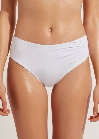 Calças De Biquíni Calzedonia High Cintura Indonesia Eco Feminino Branco | PT2759XF