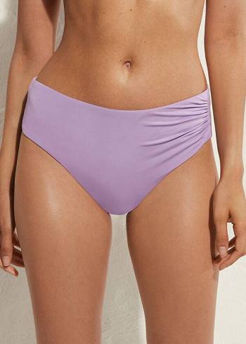 Calças De Biquíni Calzedonia High Cintura Indonesia Eco Feminino Roxo | PT2763JJ