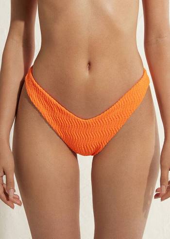 Calças De Biquíni Calzedonia High-Cut Brazilian Mykonos Feminino Laranja | PT2744PQ