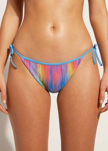 Calças De Biquíni Calzedonia Plissado String Maiorca Feminino Multicoloridas | PT2680EX