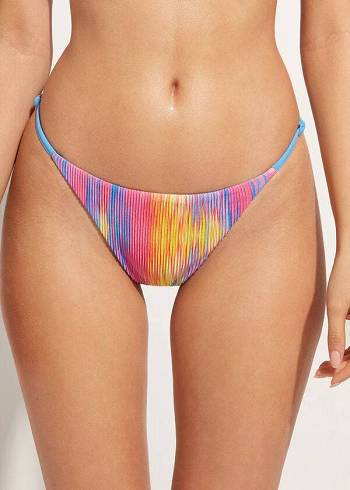 Calças De Biquíni Calzedonia Plissado Thong Maiorca Feminino Multicoloridas | PT2679RW