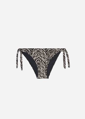 Calças De Biquíni Calzedonia Tied Zebra Nairobi Feminino Pretas | PT2535NB