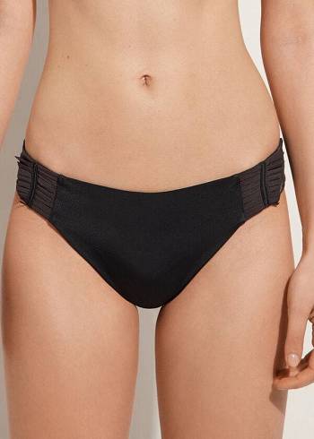 Calças De Biquíni Calzedonia Tulle Insert Tokyo Feminino Pretas | PT2533QZ