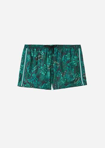 Calções De Banho Calzedonia Patterned Ibiza Masculino Verdes | PT1261HK