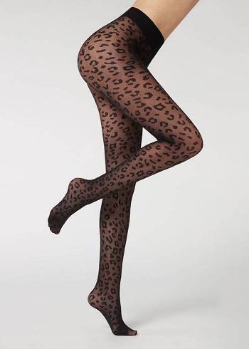 Collants Calzedonia Animal Pattern 30 Denier Sheer Patterned Sexy Feminino Pretas | PT3106EX