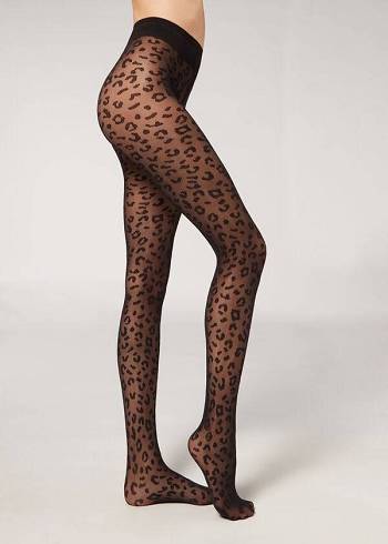 Collants Calzedonia Animal Pattern 30 Denier Sheer Patterned Feminino Pretas | PT3107WY