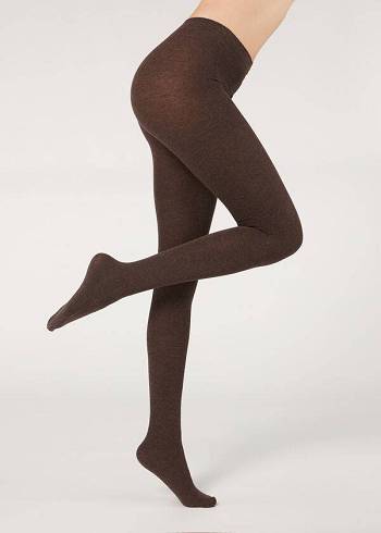 Collants Calzedonia Soft Modal and Cashmere Blend Opaque Feminino Marrom | PT3126PQ