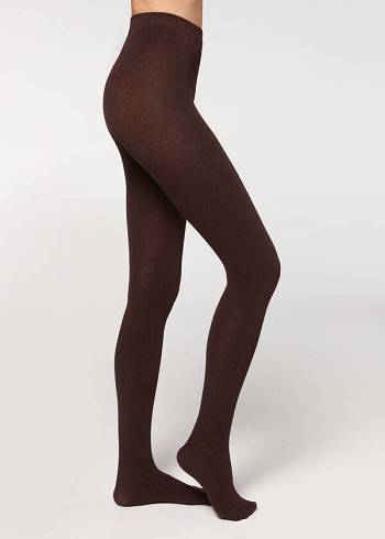 Collants Calzedonia Soft Modal and Cashmere Blend Opaque Feminino Cafes | PT3133EX