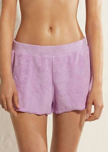 Cover Ups Calzedonia Terrycloth Shorts Feminino Roxo | PT2039FM