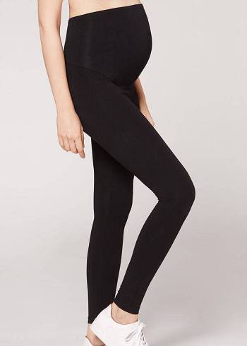 Leggings Calzedonia Algodão Maternity Feminino Pretas | PT1550LH