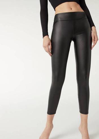 Leggings Calzedonia Couro Effect Feminino Pretas | PT1528VD