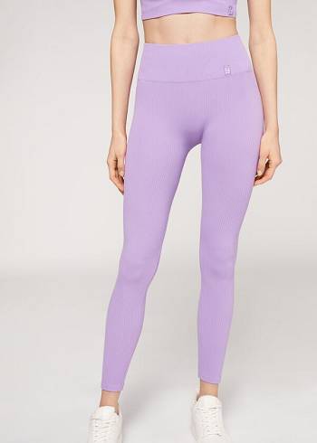 Leggings Calzedonia Fine Com Nervuras Seamless Esportivos Feminino Roxo | PT1541PQ