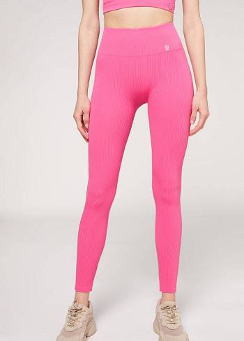 Leggings Calzedonia Fine Com Nervuras Seamless Esportivos Feminino Rosa | PT1543SO