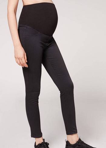 Leggings Calzedonia Maternity Jean Esportivos Feminino Pretas | PT1443HK