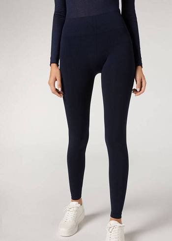 Leggings Calzedonia Ultra-Opaque Microfiber Feminino Azuis | PT1483RW