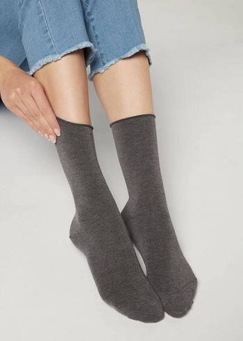 Meias Calzedonia Ankle with Cashmere Curta Feminino Cinzentas | PT1845WY