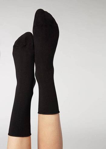 Meias Calzedonia Ankle with Cashmere Curta Feminino Pretas | PT1846EX