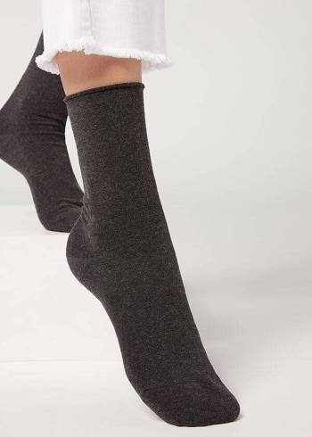 Meias Calzedonia Ankle with Cashmere Curta Feminino Cinzentas Pretas | PT1847RW