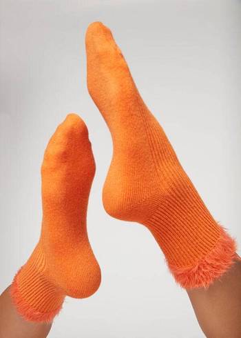 Meias Calzedonia Cashmere Curta with Soft Trim Feminino Laranja | PT1832GL