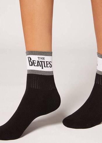 Meias Calzedonia The Beatles Logo Curta Feminino Pretas | PT1641YU