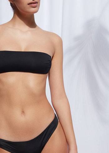 Tops De Biquíni Calzedonia Acolchoado Bandeau Indonesia Strapless Feminino Pretas | PT2381VD