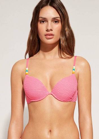 Tops De Biquíni Calzedonia Acolchoado Push-Up San Diego Feminino Rosa | PT2314SO