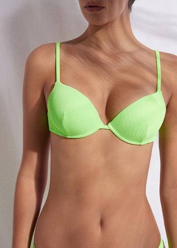 Tops De Biquíni Calzedonia Acolchoado Push-up New York Feminino Verdes | PT2319UT