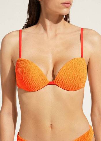 Tops De Biquíni Calzedonia Acolchoado Push-Up Mykonos Feminino Laranja | PT2323EX