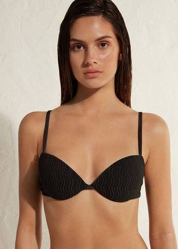 Tops De Biquíni Calzedonia Acolchoado Push-Up Mykonos Feminino Pretas | PT2324WY