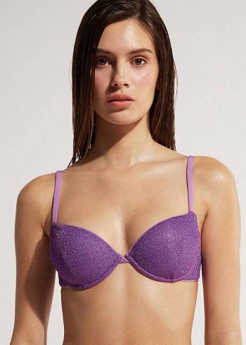 Tops De Biquíni Calzedonia Acolchoado Push-Up Las Vegas Feminino Roxo | PT2333LH