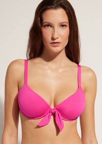 Tops De Biquíni Calzedonia Acolchoado Push-Up Indonesia Feminino Rosa | PT2337GL