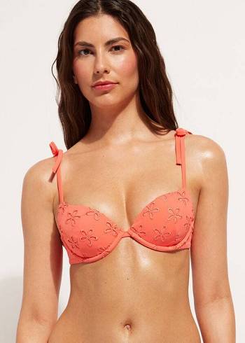 Tops De Biquíni Calzedonia Acolchoado Push-Up Corfù Feminino Coral Laranja | PT2341AP