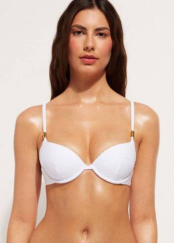 Tops De Biquíni Calzedonia Acolchoado Push-Up Casablanca Feminino Branco | PT2343OR