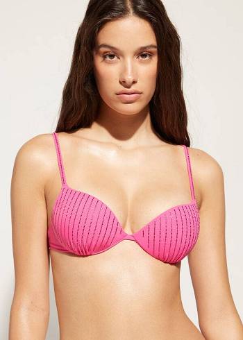 Tops De Biquíni Calzedonia Acolchoado Push Up Shanghai Feminino Rosa | PT2358ZG