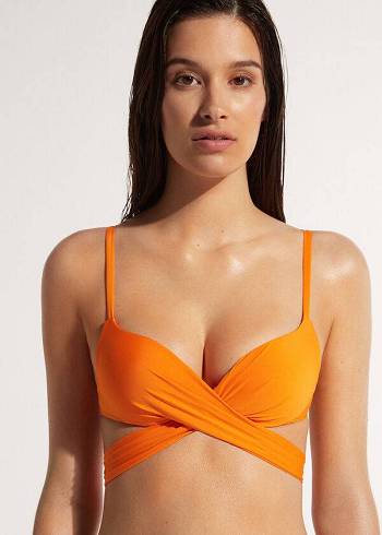 Tops De Biquíni Calzedonia Acolchoado Push Up Indonesia Eco Feminino Laranja | PT2371UT