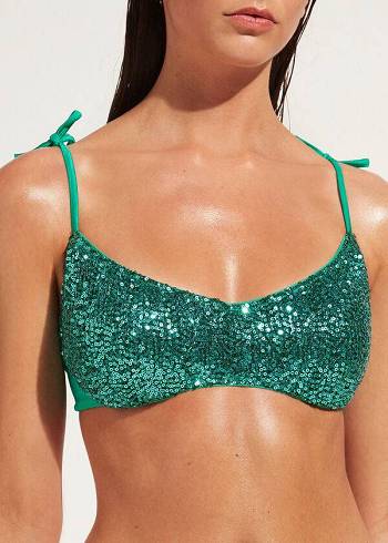 Tops De Biquíni Calzedonia Acolchoado Tank-Estilo Cannes Feminino Verdes | PT2307CE