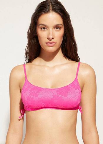 Tops De Biquíni Calzedonia Acolchoado Tank-Estilo Antibes Feminino Rosa | PT2308VD