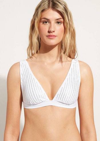 Tops De Biquíni Calzedonia Acolchoado Triangle Shanghai Feminino Branco | PT2254XF