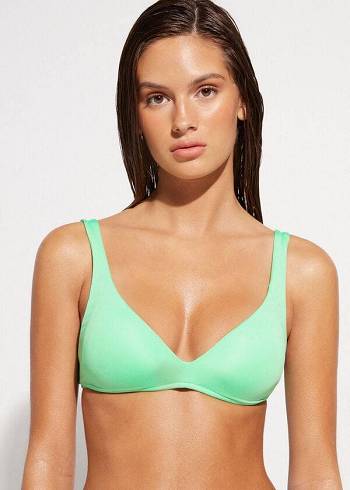 Tops De Biquíni Calzedonia Acolchoado Triangle Indonesia Eco rosa Feminino Menta | PT2269PQ