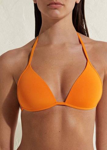 Tops De Biquíni Calzedonia Acolchoado Triangle Indonesia Eco rise Feminino Laranja | PT2274GL