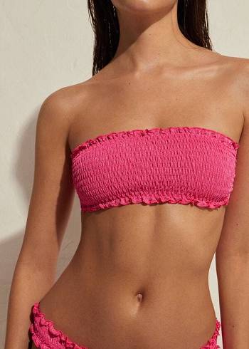 Tops De Biquíni Calzedonia Bandeau Formentera Feminino Rosa | PT2501UT