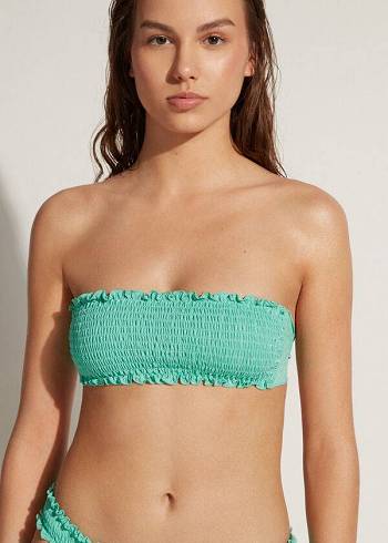 Tops De Biquíni Calzedonia Bandeau Formentera Feminino Verdes | PT2502YU