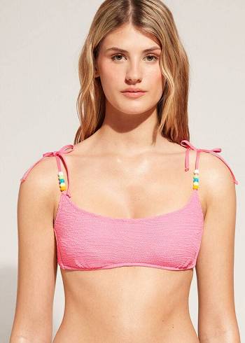 Tops De Biquíni Calzedonia Crinkled Tank-Estilo San Diego Feminino Rosa | PT2488ZG