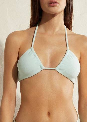 Tops De Biquíni Calzedonia Drawstring Bandeau Beverly Hills Eco Feminino Azuis | PT2481QZ